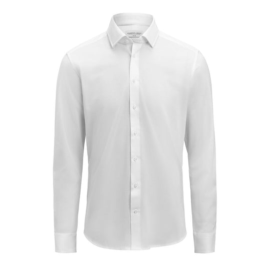 J.Harvest & Frost IB135 Pique Knit Hemd Regular Fit Herren in Weiß – mit Firmenlogo individualisierbar