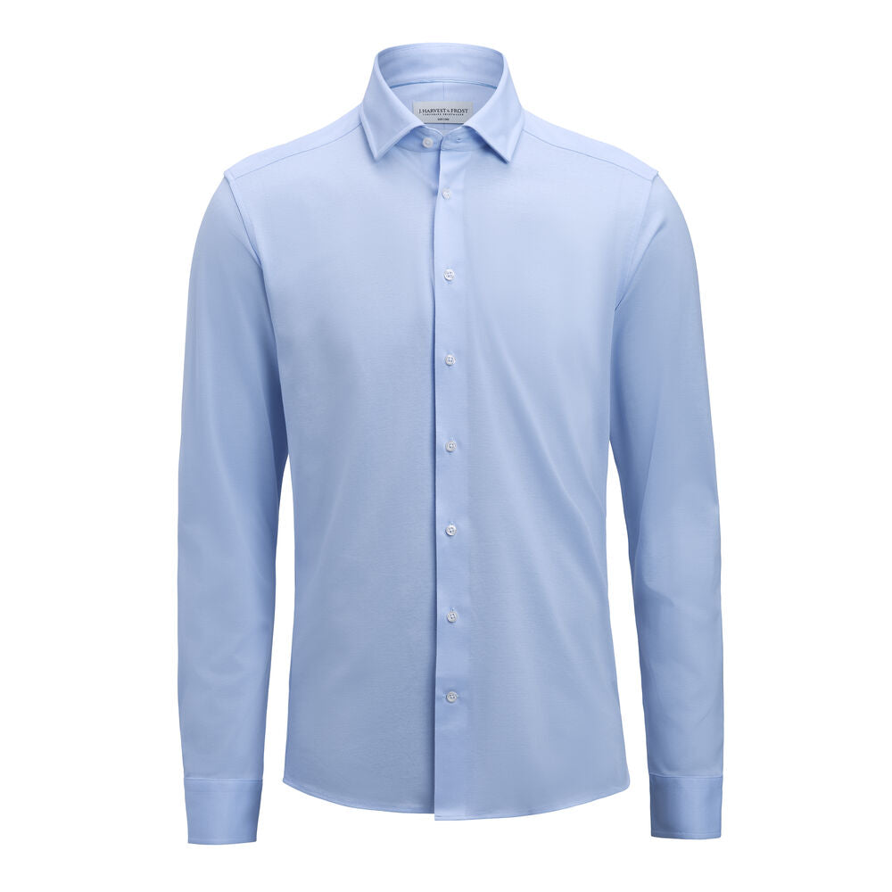 J.Harvest & Frost IB135 Pique Knit Hemd Regular Fit Herren in Hellblau – mit Firmenlogo individualisierbar