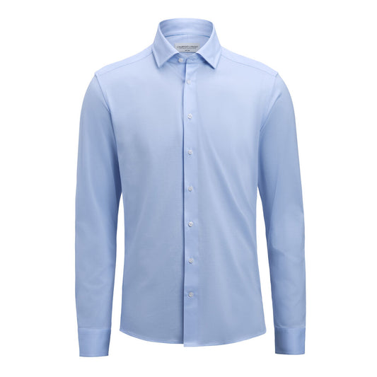 J.Harvest & Frost IB135 Pique Knit Hemd Slim Fit Herren in Hellblau – mit Firmenlogo individualisierbar
