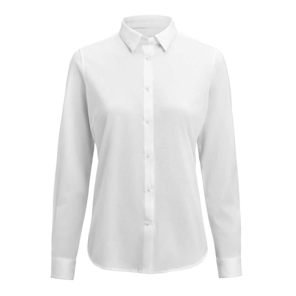 J.Harvest & Frost IB135 Pique Knit Blusen Contemporary Fit Damen in Weiß – mit Firmenlogo individualisierbar
