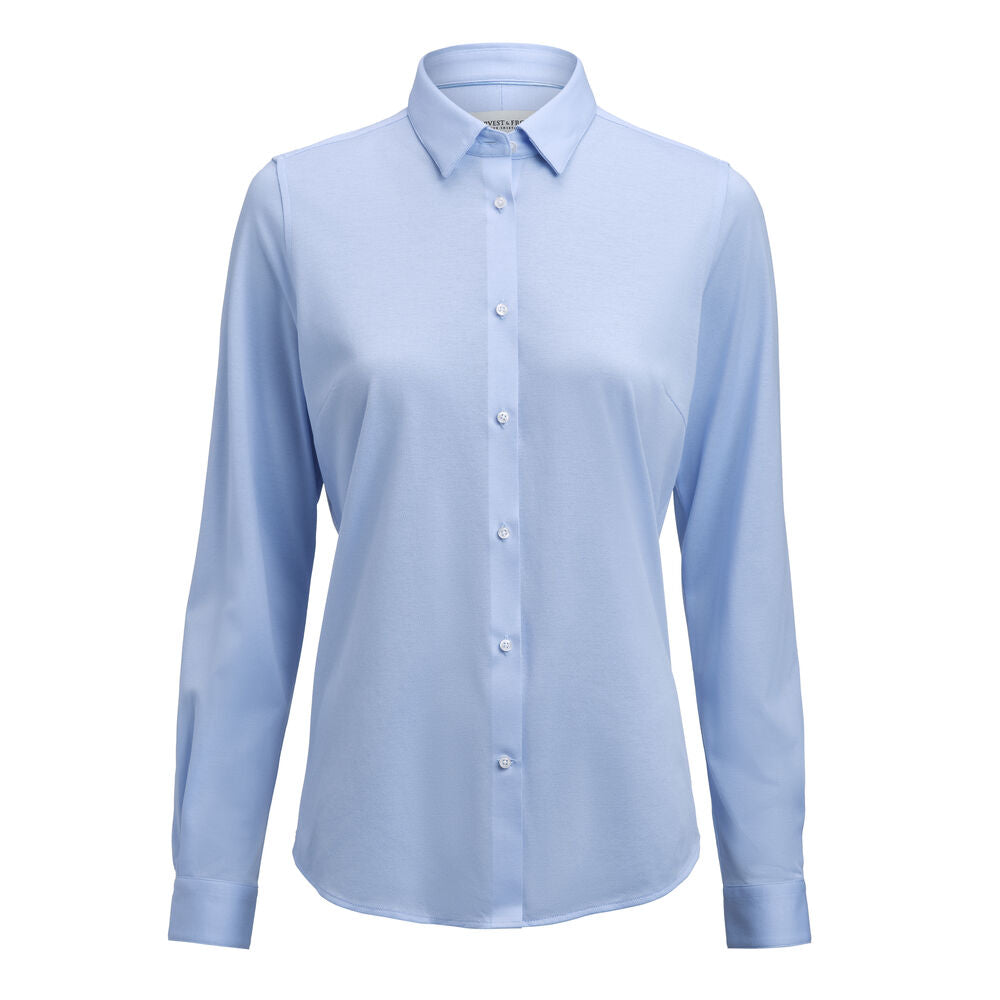 J.Harvest & Frost IB135 Pique Knit Blusen Contemporary Fit Damen in Hellblau – mit Firmenlogo individualisierbar