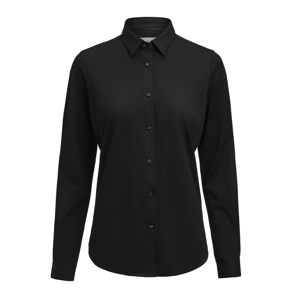 J.Harvest & Frost IB135 Pique Knit Blusen Contemporary Fit Damen in Schwarz – mit Firmenlogo individualisierbar