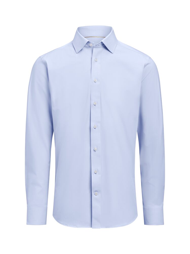 J.Harvest & Frost YB150 Twill Stretch Hemd Regular Fit Herren in Himmelblau – mit Firmenlogo individualisierbar