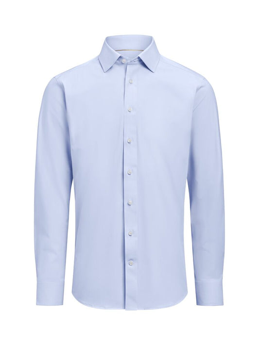J.Harvest & Frost YB150 Twill Stretch Shirt Slim Fit Men in Himmelblau – mit Firmenlogo individualisierbar