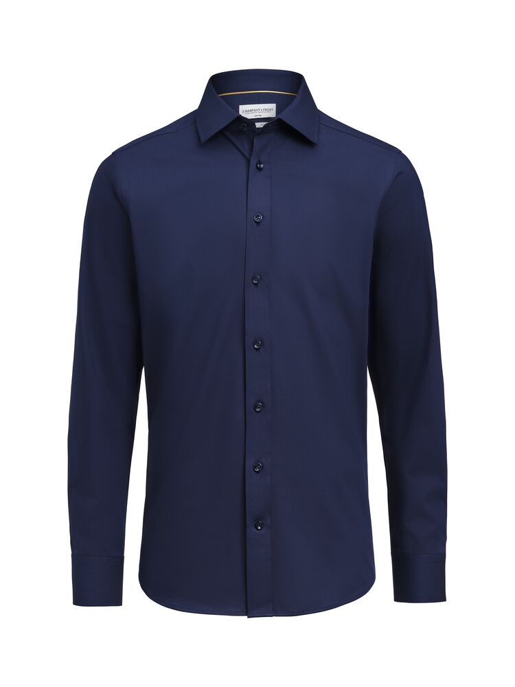 J.Harvest & Frost YB150 Twill Stretch Shirt Slim Fit Men in Marine – mit Firmenlogo individualisierbar