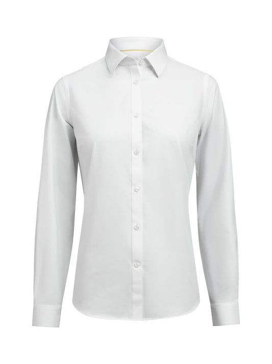 J.Harvest & Frost YB150 Twill Stretch Shirt Woman Contemporary in Weiß – mit Firmenlogo individualisierbar