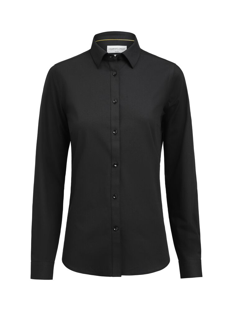 J.Harvest & Frost YB150 Twill Stretch Shirt Woman Contemporary in Schwarz – mit Firmenlogo individualisierbar
