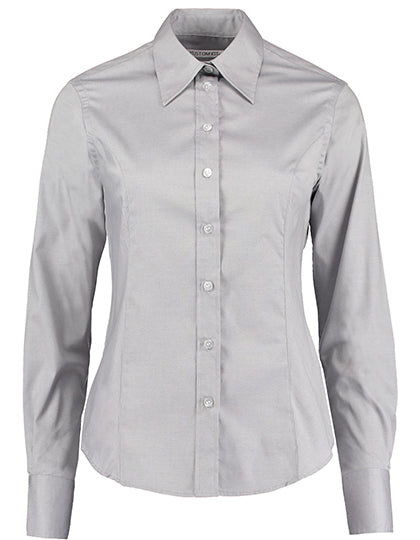 Kustom Kit Women´s Tailored Fit Corporate Oxford Shirt Long Sleeve K702 in Silver Grey (Solid)