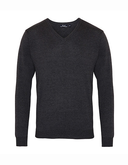 Premier Workwear Men´s V-Neck Knitted Sweater PW694 in Charcoal