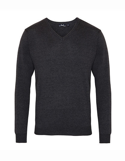 Premier Workwear Men´s V-Neck Knitted Sweater PW694 in Charcoal