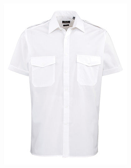 Premier Workwear Pilot Shirt Short Sleeve PW212 in White
