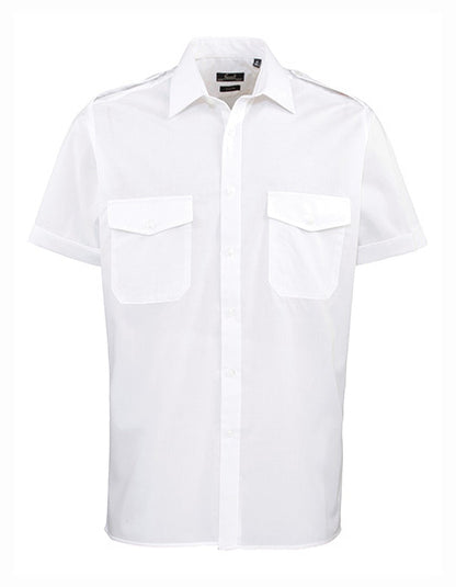 Premier Workwear Pilot Shirt Short Sleeve PW212 in White