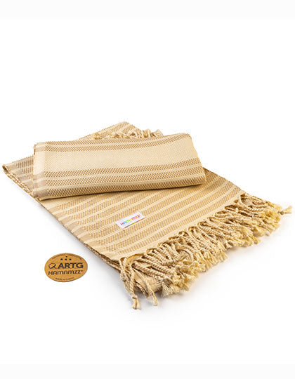 ARTG Hamamzz® Original Bodrum DeLuxe Towel in Sand – mit Firmenlogo individualisierbar