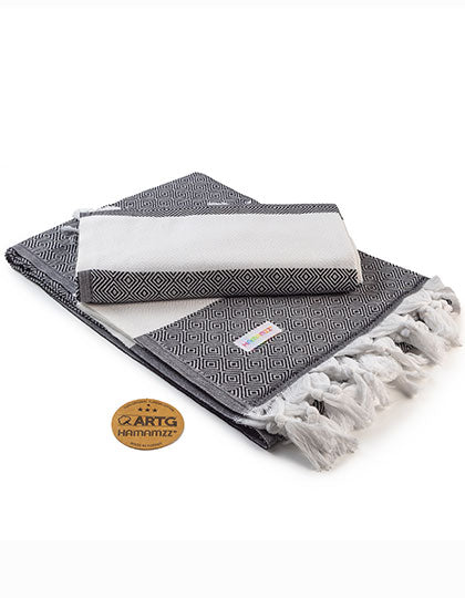 ARTG Hamamzz® Marmaris DeLuxe Towel in Black – mit Firmenlogo individualisierbar