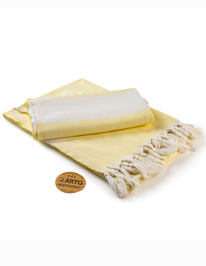 ARTG Hamamzz® Marmaris DeLuxe Towel in Light Yellow – mit Firmenlogo individualisierbar