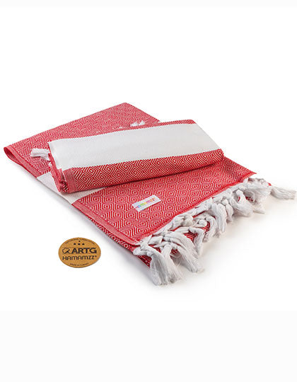 ARTG Hamamzz® Marmaris DeLuxe Towel in Red – mit Firmenlogo individualisierbar