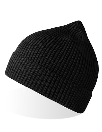 Atlantis Andy Beanie in Black – mit Firmenlogo individualisierbar