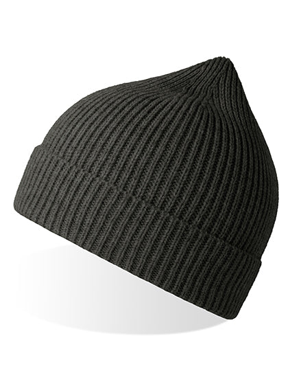 Atlantis Andy Beanie in Dark Grey Melange – mit Firmenlogo individualisierbar