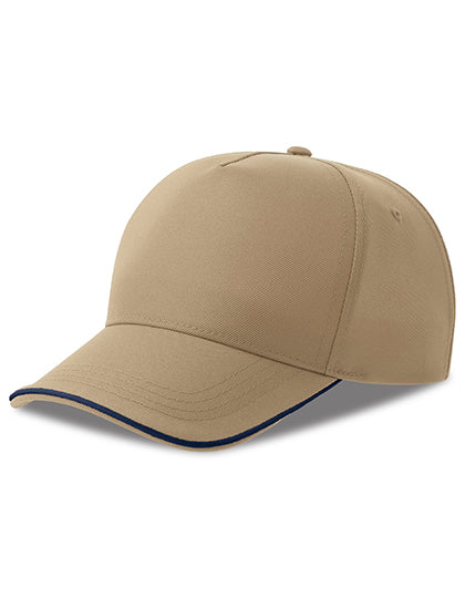 Atlantis Recy Five Piping Cap in Khaki – mit Firmenlogo individualisierbar