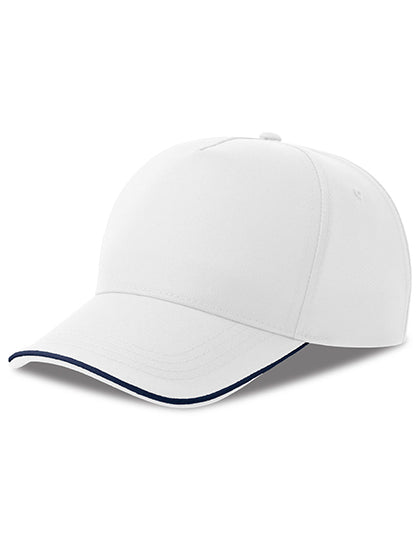 Atlantis Recy Five Piping Cap in White – mit Firmenlogo individualisierbar
