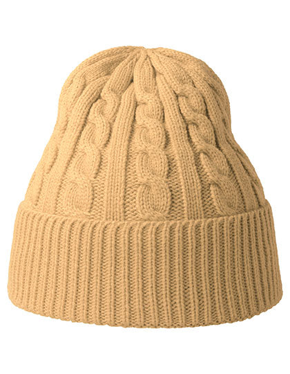 Atlantis Claire Beanie in Beige – mit Firmenlogo individualisierbar