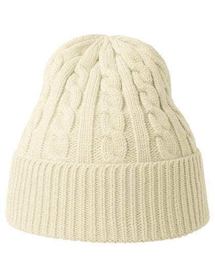Atlantis Claire Beanie in Off White – mit Firmenlogo individualisierbar