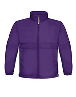 B&C COLLECTION Kinder-Windjacke Sirocco in Purple – mit Firmenlogo individualisierbar