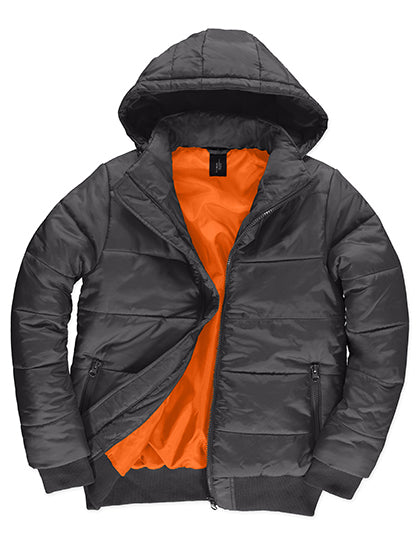 B&C COLLECTION Men´s Jacket Superhood in Dark Grey (Solid)/Neon Orange – mit Firmenlogo individualisierbar