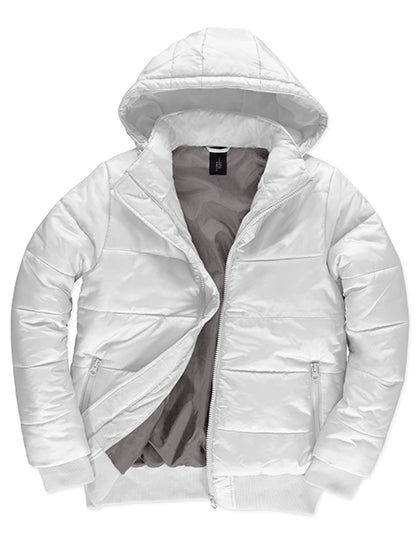 B&C COLLECTION Men´s Jacket Superhood in White/Warm Grey – mit Firmenlogo individualisierbar