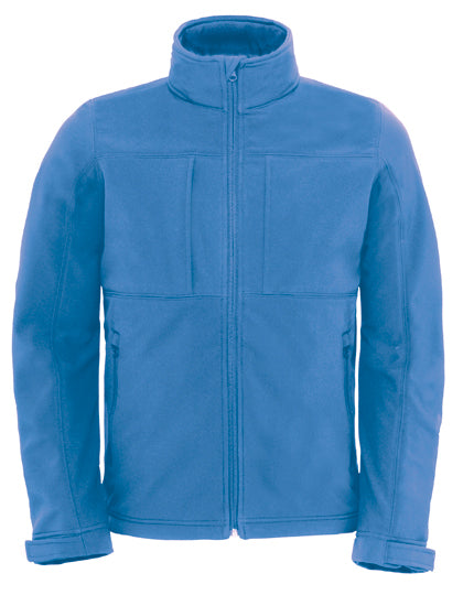 B&C COLLECTION Men´s Hooded Softshell in Azure – mit Firmenlogo individualisierbar