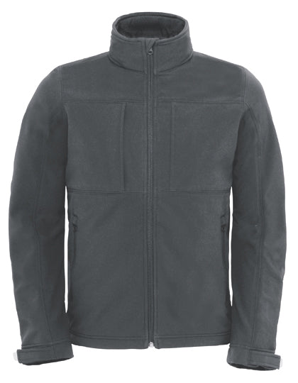 B&C COLLECTION Men´s Hooded Softshell in Dark Grey (Solid) – mit Firmenlogo individualisierbar