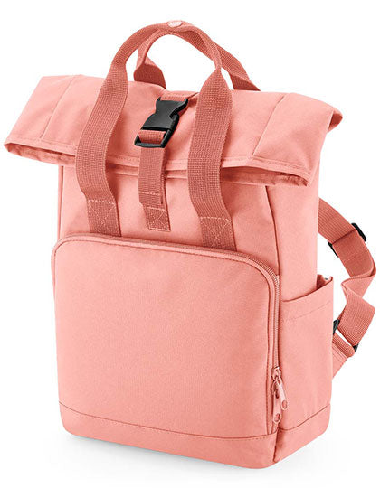 BagBase Recycled Mini Twin Handle Roll-Top Backpack in Blush Pink – mit Firmenlogo individualisierbar