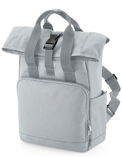 BagBase Recycled Mini Twin Handle Roll-Top Backpack in Light Grey – mit Firmenlogo individualisierbar