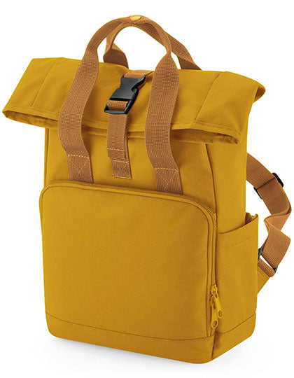 BagBase Recycled Mini Twin Handle Roll-Top Backpack in Mustard – mit Firmenlogo individualisierbar