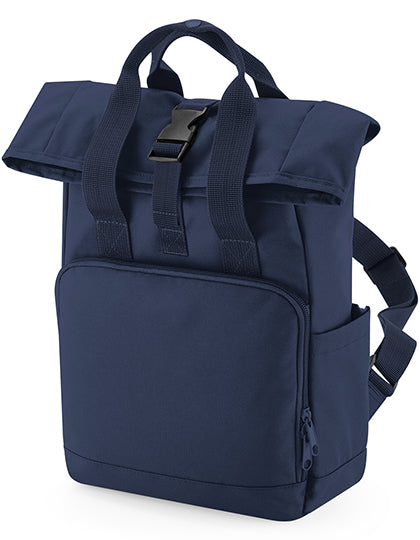 BagBase Recycled Mini Twin Handle Roll-Top Backpack in Navy Dusk – mit Firmenlogo individualisierbar