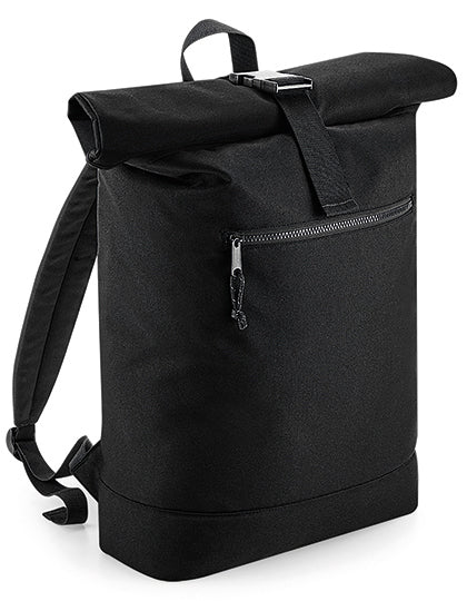 BagBase Recycled Roll-Top Backpack in Black – mit Firmenlogo individualisierbar
