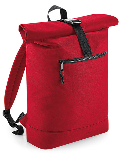 BagBase Recycled Roll-Top Backpack in Classic Red – mit Firmenlogo individualisierbar