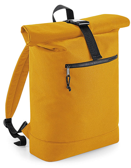 BagBase Recycled Roll-Top Backpack in Mustard – mit Firmenlogo individualisierbar