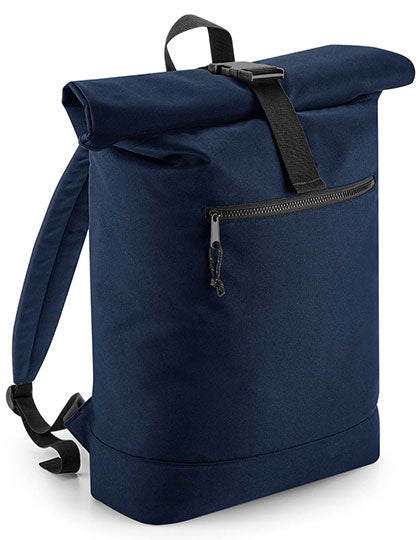 BagBase Recycled Roll-Top Backpack in Navy – mit Firmenlogo individualisierbar