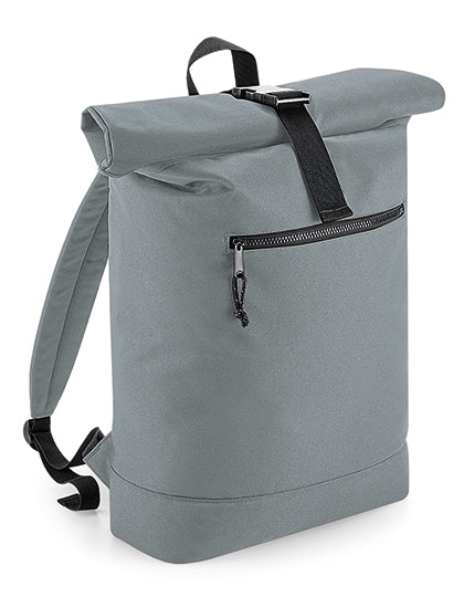 BagBase Recycled Roll-Top Backpack in Pure Grey – mit Firmenlogo individualisierbar