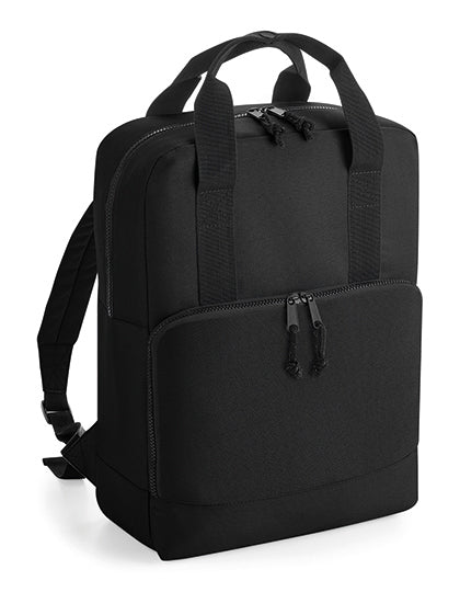 BagBase Recycled Twin Handle Cooler Backpack in Black – mit Firmenlogo individualisierbar