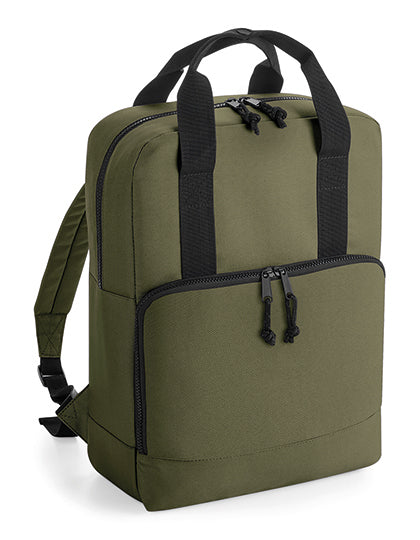BagBase Recycled Twin Handle Cooler Backpack in Military Green – mit Firmenlogo individualisierbar