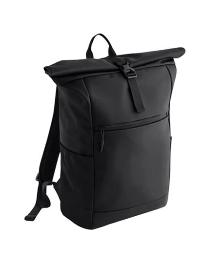 BagBase Athlux Roll-Top Backpack in Black – mit Firmenlogo individualisierbar
