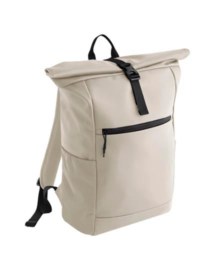 BagBase Athlux Roll-Top Backpack in Natural Stone – mit Firmenlogo individualisierbar