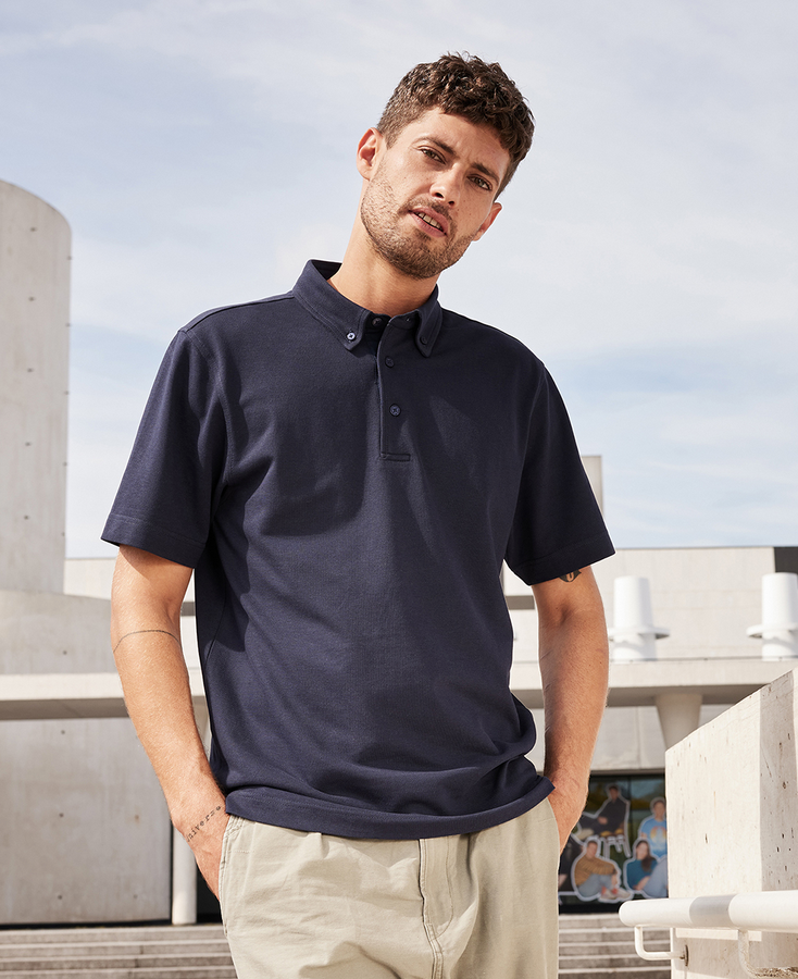 Button-Down Polo mit Modischem Einsatz