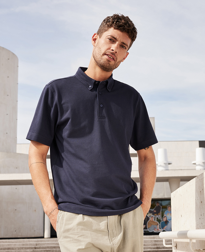 Button-Down Polo mit Modischem Einsatz