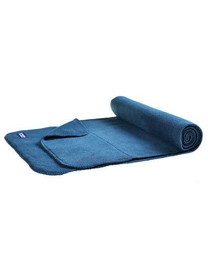 L-merch Fleece Schal in Navy – mit Firmenlogo individualisierbar
