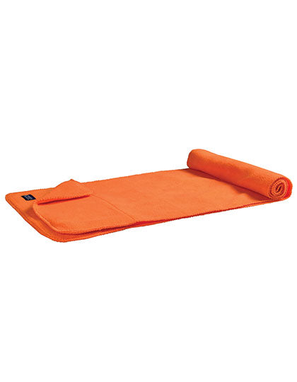 L-merch Fleece Schal in Orange – mit Firmenlogo individualisierbar
