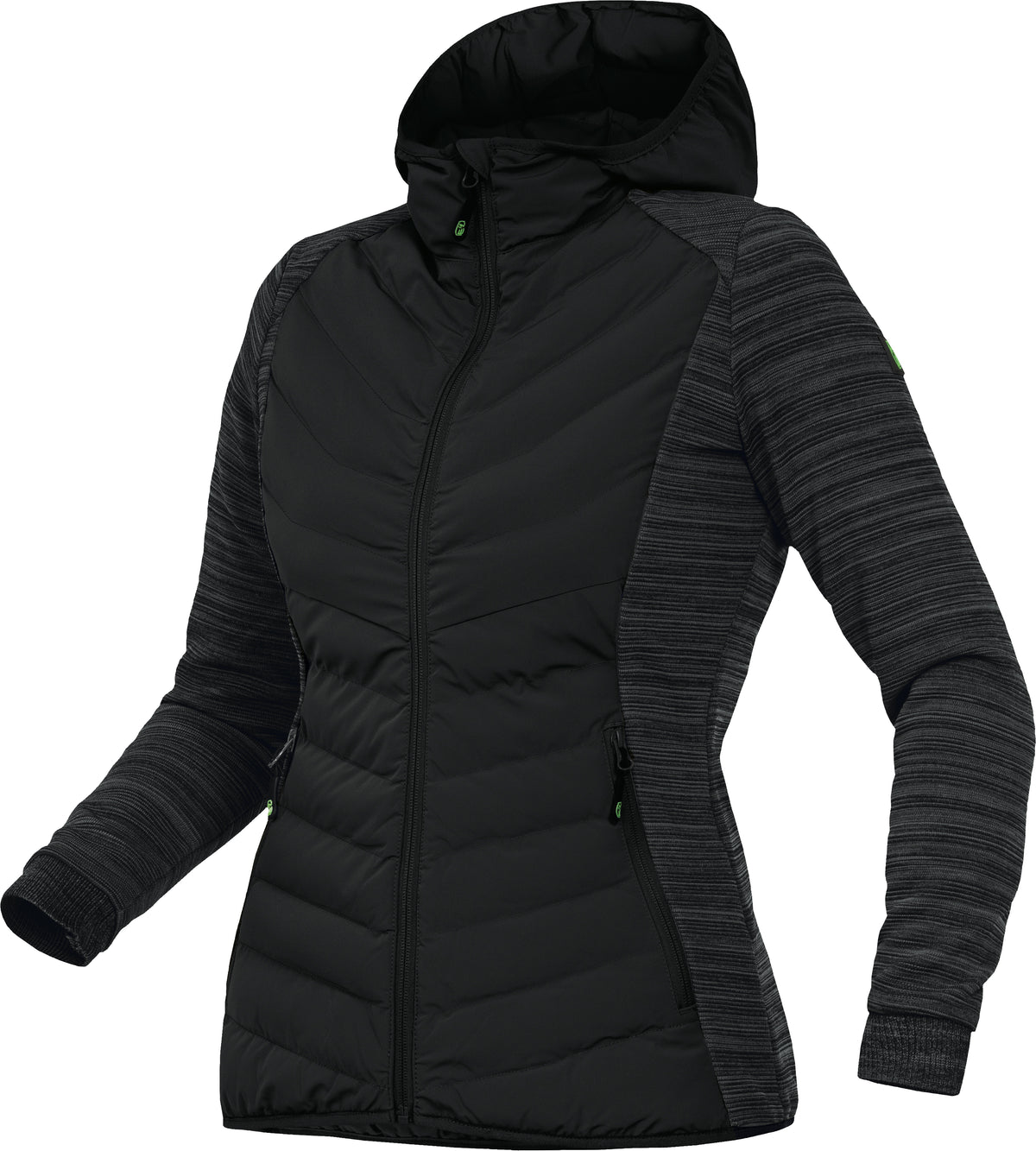 Steppstoffjacke (Damen) mit Kapuze von Leibwächter – Produkt- und Farbansicht für Textildruck und Stickerei