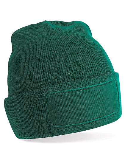 Beanie aus Polyacryl mit Baumwoll-Twill-Aufnäher von Beechfield – Produkt- und Farbansicht für Textildruck und Stickerei